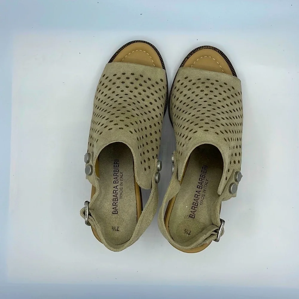 Anthropologie Barbara Barbieri Perforated Genuine Suede Slingback Booties